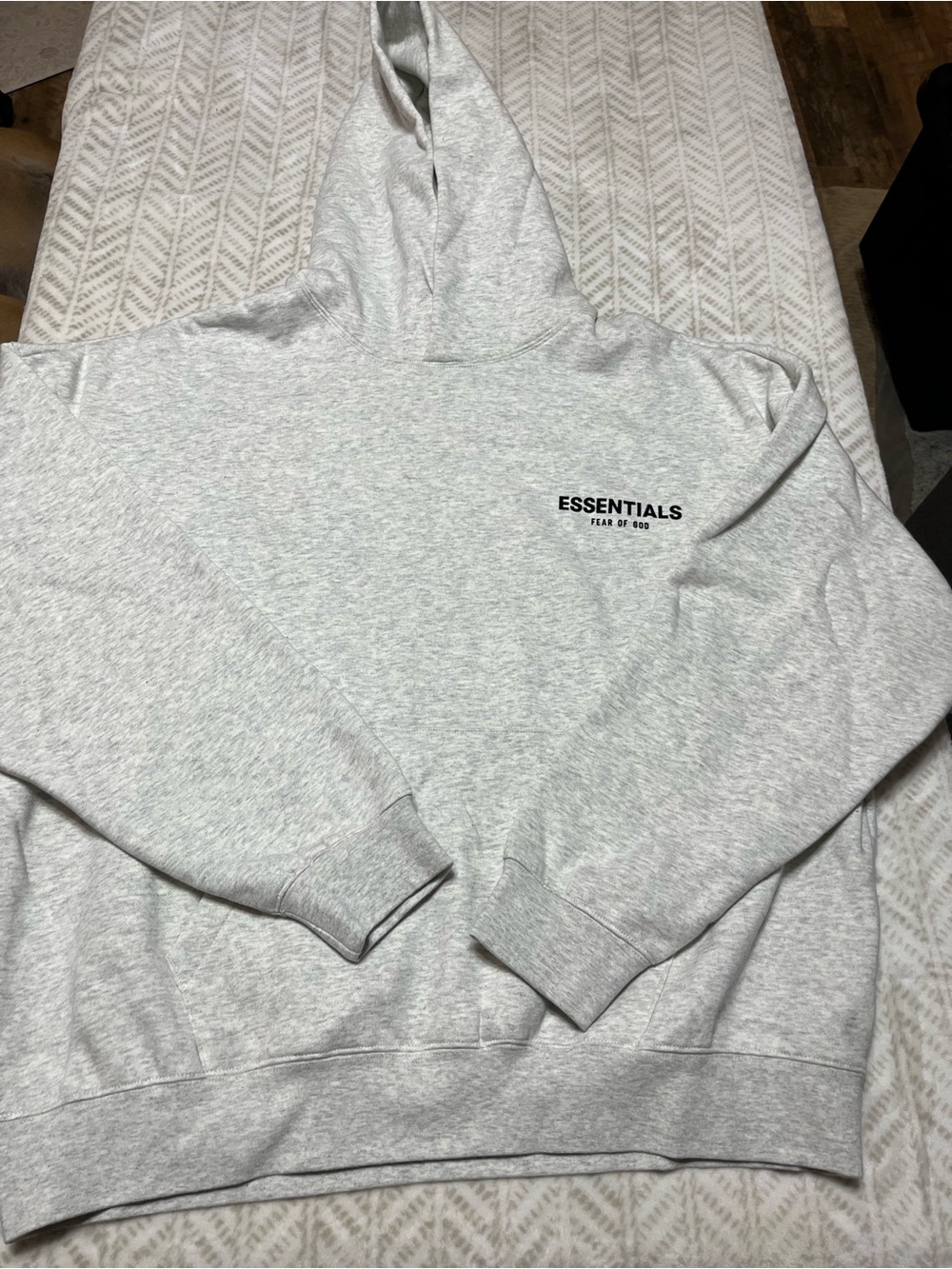 ESSENTIALS Light Gray Pullover Hoodie with Chest Logo XL